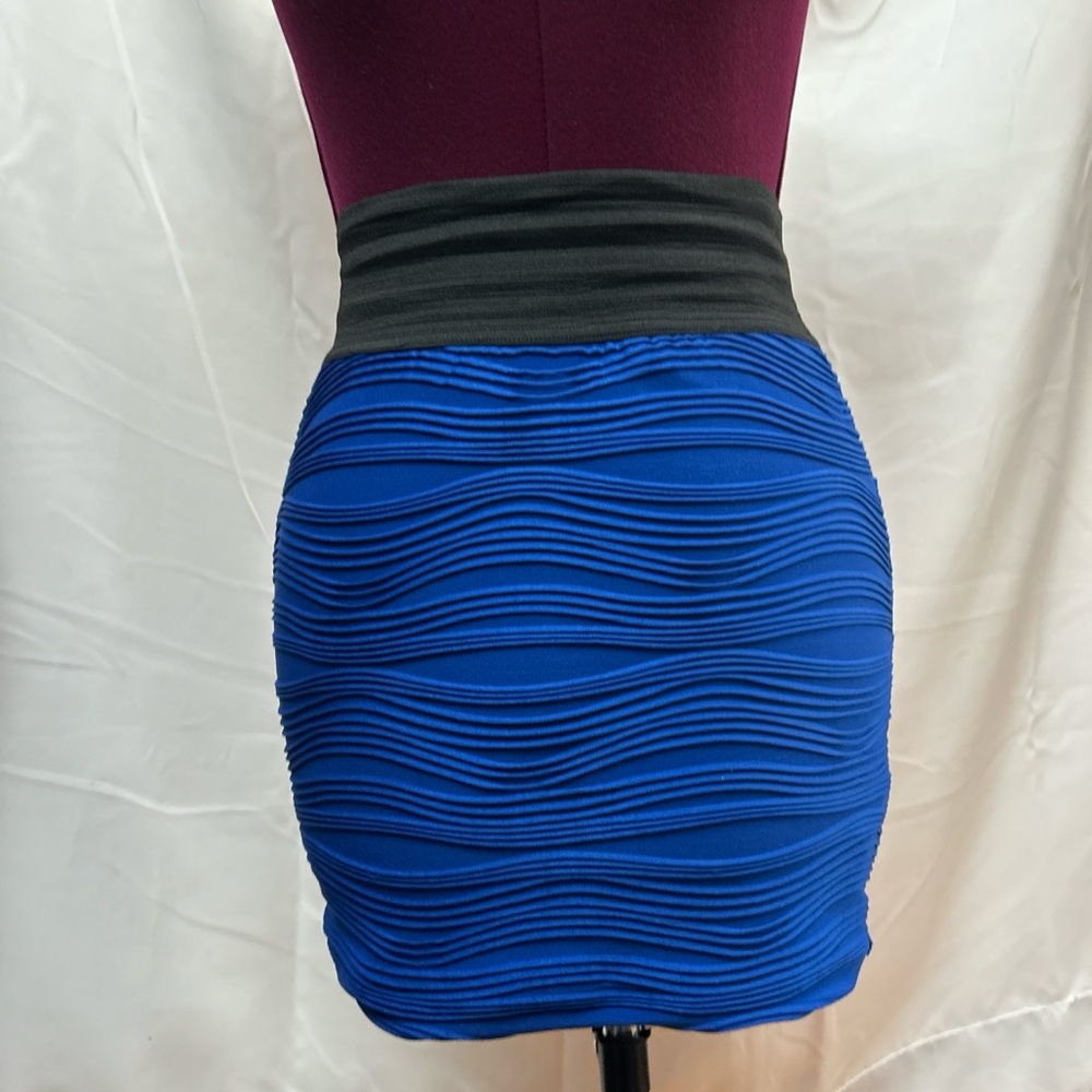 Source Unknown Blue and Black Mini Dress